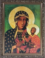 OBRAZ 80x60 MATKA BOHA Z CZĘSTOCHOWA ZLATÝ RÁM OBRAZ 80x60 MATKA BOHA Z CZĘSTOCHOWA ZLATÝ RÁM