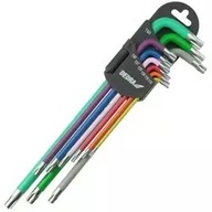 Sada extra dlhých torx kľúčov DEDRA 06F225 9 ks, farba T10-T50, S2 Sada extra dlhých torx kľúčov DEDRA 06F225 9 ks, farba T10-T50, S2