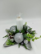 Vianočná dekorácia, kompozícia so sviečkou, hviezdna dekorácia