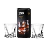 CRYSTAL Bohemia QUADRO poháre na whisky 340 ml 2 ks DARČEKOVÁ TUBA