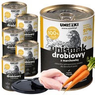 UNISMAK mokré krmivo pre psov Hydinový SET 6x800g VEČKO ZDARMA UNISZKI