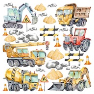 NÁLEPKY na stenu pre deti, sklápač, traktor, XL NÁLEPKY na stenu pre deti, sklápač, traktor, XL