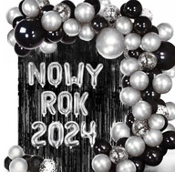 GARLAND SILVESTR nápis BALÓNY NEW YEAR 2024 STRIEBORNÁ ČIERNA GARLAND SILVESTR nápis BALÓNY NEW YEAR 2024 STRIEBORNÁ ČIERNA