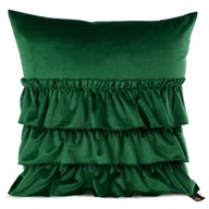 Tmavo zelená obliečka na vankúš GLAMOUR, volánik, zamat, 45X45 Tmavo zelená obliečka na vankúš GLAMOUR, volánik, zamat, 45X45