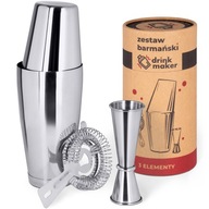 Barmanská súprava na nápoje Shaker Tin-Tin Jigger Odmerné sitko Sitko Barmanská súprava na nápoje Shaker Tin-Tin Jigger Odmerné sitko Sitko
