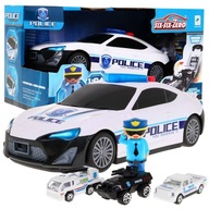 Policajné auto 2v1 pre deti 3+ Úložný priestor na pružiny + 3 autá + Zvuk