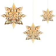 Vianočné 3D zlaté prívesky SNEHULIENKA, 6 ks, na vianočný stromček