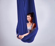 Vzdušná hojdacia sieť na jogu, akrobatická šatka, 5 m, námornícka modrá, šírka 260 cm