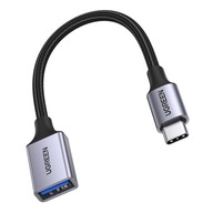 Káblový adaptér USB na USB-C OTG, 15 cm, čierny