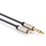Uzelený kábel TRS audio kábel mini jack 3,5 mm - jack 6,35 mm 1 m sivý