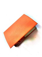 Oranžový kožený kovový vizitkár pre dámy
