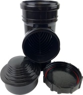Revízia 110mm so sitkom a redukciou 63-100mm RAL 9005 čierna pre rúry GALECO Revízia 110mm so sitkom a redukciou 63-100mm RAL 9005 čierna pre rúry GALECO