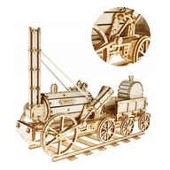 Drevený model 3D puzzle parnej lokomotívy