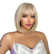 Bob parochňa s ofinou, syntetické vlasy, cool blond SS180-1 šiltovka ZDARMA Bob parochňa s ofinou, syntetické vlasy, cool blond SS180-1 šiltovka ZDARMA