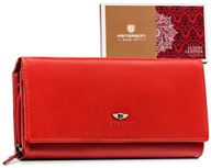 PETERSON červená kožená dámska peňaženka RFID