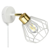 Nástenná lampa GLAMOUR, biela, zlatý vypínač