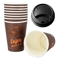 Papierový pohár s vrchnákom na teplé Enjoy 300ml FI90 50 ks ECO Papierový pohár s vrchnákom na teplé Enjoy 300ml FI90 50 ks ECO
