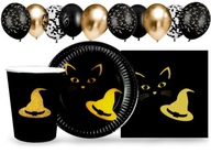 Sada tanierov, pohárov, obrúskov, balónov, halloweenskych ozdôb, Čarodejnice Sada tanierov, pohárov, obrúskov, balónov, halloweenskych ozdôb, Čarodejnice