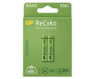 2x GP ReCyko + 650mAh 1,2V AAA Ni-MH batéria