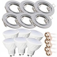 6x okrúhle chrómové svietidlo + GU10 LED 10W studená 6x okrúhle chrómové svietidlo + GU10 LED 10W studená