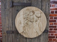 Drevený obraz, svadobný dar, Ježiško, 20 cm