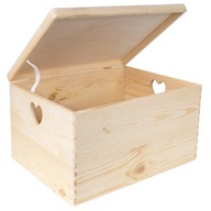Drevená krabička s rúčkami v tvare srdca, úložná krabička 40x30x24cm Drevená krabička s rúčkami v tvare srdca, úložná krabička 40x30x24cm