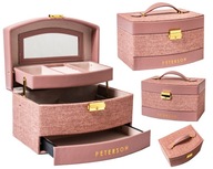 PETERSON, elegantná krabička, šperkovnica, hodinky, toaletný stolík so zrkadlami