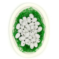 Polystyrénové vajcia, biele, strakaté, 36 ks. 2,5 cm