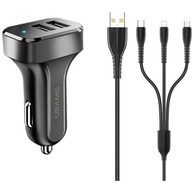 USAMS Lad. sám. 2xUSB C13 2.1A 3v1 (microUSB/USB-C/lightning) čierna/čierna USAMS Lad. sám. 2xUSB C13 2.1A 3v1 (microUSB/USB-C/lightning) čierna/čierna
