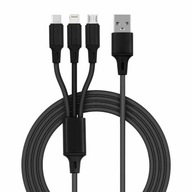 3V1 LIGHTNING + MICRO USB + KÁBEL TYPU C ČIERNA 1M