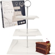 3-POSTUPNÝ STRIEBORNÝ PORCELÁNOVÝ TANIER NA OVOCNÝ TORT 3-POSTUPNÝ STRIEBORNÝ PORCELÁNOVÝ TANIER NA OVOCNÝ TORT