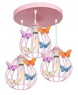 Závesné stropné svietidlo, luster pre dievčatko, BUTTERFLY, 3 ružové LED svietidlá Závesné stropné svietidlo, luster pre dievčatko, BUTTERFLY, 3 ružové LED svietidlá