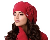 Kamea Vicenza dámska vlnená baretka teplá červená UNI