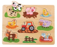 Drevené puzzle Lelin Farm s rúčkami Drevené puzzle Lelin Farm s rúčkami