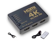 HDMI Switch 3D 4K Ultra HD 5-vstupový 25m + diaľkové ovládanie