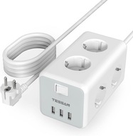 Napájacia lišta, sieťový rozbočovač + 3x USB A TESSAN, 6 zásuviek, 2m Napájacia lišta, sieťový rozbočovač + 3x USB A TESSAN, 6 zásuviek, 2m