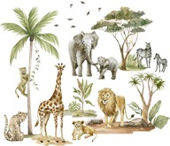 Samolepky na stenu pre deti Safari zvieratká Samolepky na stenu pre deti Safari zvieratká