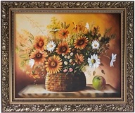 OBRAZ 50x60 SLNEČNICE KVETY ZDOBENÝ ZLATÝ RÁM. OBRAZ 50x60 SLNEČNICE KVETY ZDOBENÝ ZLATÝ RÁM.