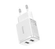 Baseus 2x USB 10,5W 2,1A nástenná nabíjačka Biela Baseus 2x USB 10,5W 2,1A nástenná nabíjačka Biela