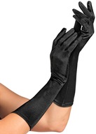 Čierne saténové rukavice večerné elastické retro ples 20. rokov 40 cm