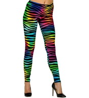 DÁMSKE ZEBRA LEGÍNY RAINBOW DISCO 80. L/XL