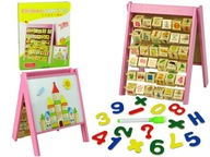 Drevená vzdelávacia tabuľa 2v1 Magnety Bloky Písmená Obrázky Abeceda Drevená vzdelávacia tabuľa 2v1 Magnety Bloky Písmená Obrázky Abeceda