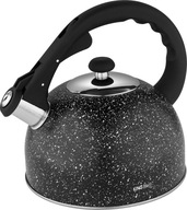Oceľová kanvica s píšťalkou, čierny mramor, 2,6L, plynová indukcia, KINGHOFF Oceľová kanvica s píšťalkou, čierny mramor, 2,6L, plynová indukcia, KINGHOFF