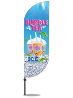 Reklamná vlajka na tyči BUBBLE TEA, 290 cm