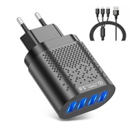 QC 3.0 RÝCHLA SIEŤOVÁ NABÍJAČKA 4 x USB + KÁBEL QC 3.0 RÝCHLA SIEŤOVÁ NABÍJAČKA 4 x USB + KÁBEL