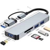 Adaptér 5v1 USB-C USB 3.0 USB2.0 SD TF HUB