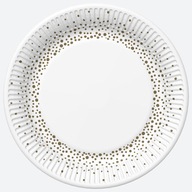 Papierové taniere biele zlato bodky 23cm 8 ks