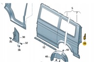 $ VÝSTUHA ĽAVÁ ZADNÁ VW T5 LIFT 7E0809391A