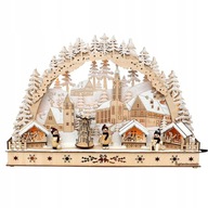 LED vianočný betlehem, drevený, veľká dedina