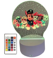 3D LED PAW PATROL nočná lampa 16 farieb REMOTE 3D LED PAW PATROL nočná lampa 16 farieb REMOTE